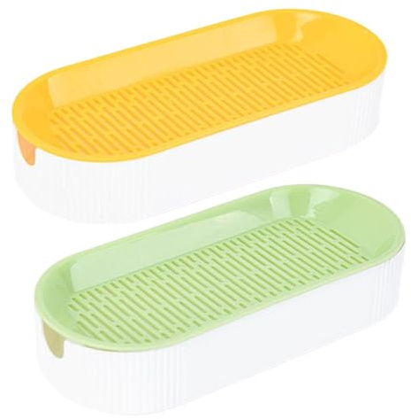 AZIDWERYQ Cat Grass Planter 2PCS Detachable Two-Layer Cat Grass Seeds Hydroponic Planter Plastic Seed Sprouting Tray with U-Shaped Viewport Kit for Indoor, Yellow+Green Wheat for Cats