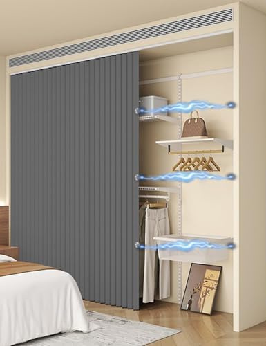 Aeovot Tenda Antipolvere per Cabina Armadio - Tenda per Scaffale Cucina Personalizzata, Tenda per Armadio Aperto Senza Ante Scarpiera Libreria Tende Privacy Scorrevoli per Armadietti(Grigio)