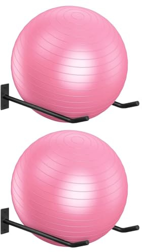 2/4/6 Pilates-Ball-Wandhalterung, Schwarzes, Stabiles Wandregal + Schrauben, für zu Hause und Yogastudios, Kommerzielle Fitnessstudios, für Stabilitäts, Therapie Oder Schwangerschaftsbälle-4 each
