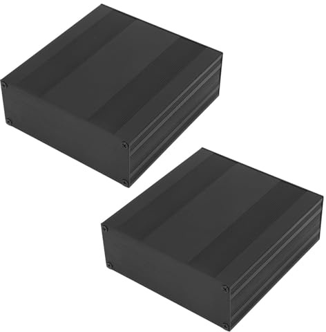 Caja de Aluminio, Caja de Aluminio para Proyectos de Refrigeración Proyecto de Placa de Circuito Electrónica de Bricolaje Negra de Cuerpo Dividido 54x145x150 mm (2Pcs)