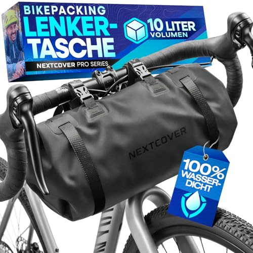 Nextcover Bikepacking Cykelstyrväska [10 liter] I Cykelväska – 100 % vattentät tack vare TPU AquaShield I Kompakt cykelstyrning I Cykelväskor för gravel, landsvägscykel