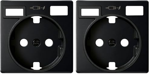 SIMON - Tapa Base de Enchufe Schuko, Serie 82 Concept, 2 USB C+A, Compatible con las Series 75, 31, 82 y 88, Efecto Mate Antihuellas, Color Negro (Paquete de 2)