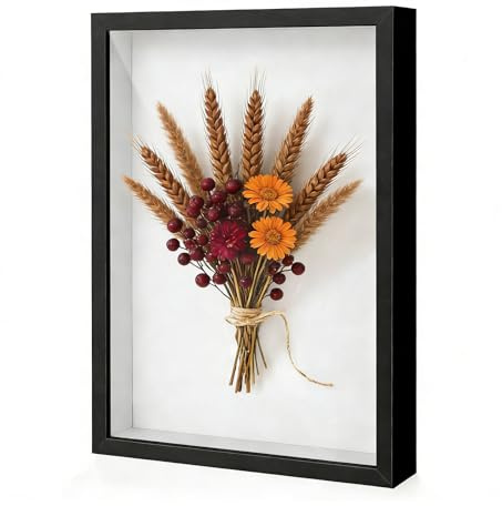 Bildram för fyllning, 40 x 50 cm, rektangel av trä, med transparent akrylplatta, 3D-objektram, för gör-det-själv-konst, medaljer och torkade blommor, vägg eller bordsdekoration, svart