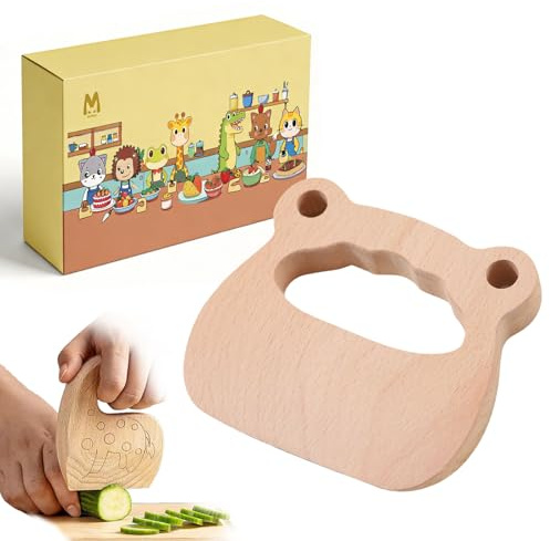 MaNeaz 1 PCS Patrón De Rana Cuchillo De Madera Para Formas Bonitas Cuchillos De Cocina Utensilios Cocina Facas Cortar Para Cortar Y Cocinar Frutas O Verduras（Apto para mayores de 14 años）