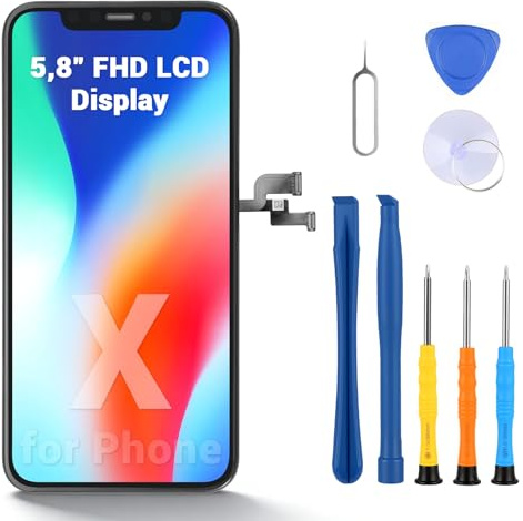 Wvoillty Pantalla para iPhone X 5,8 pulgadas LCD – Pantalla de repuesto FHD con digitalizador de pantalla táctil, marco y kit de reparación, kit completo de sustitución de pantalla