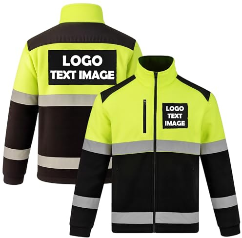 Personalisierte Warnschutz Fleecejacke Herren mit Logo, Reflektierend