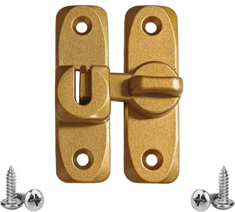 IGXX Cerradura para Puerta Corredera, Pestillo Angular 90°, Herramientas de Bloqueo, Acabado Latón, para Baño, Dormitorio, Armario