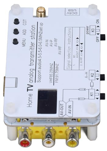 Chrees Analog TV-sändare Hem-TV-sändarstation AV Till RF-omvandlare med VHF UHF Justerbar Frekvens 10-20m Räckvidd för DVD VCD PC-telefon Videosignalöverföring