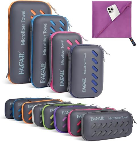 BAGAIL Asciugamano da Viaggio in Microfibra, Asciugamano da Bagno e Telo Mare, Asciugatura Rapida - Super Assorbente - Ultra Compatto, Ottimo per Sport, Palestra, Yoga e Zaino in Spalla