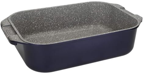 MasterClass Deep Cast Aluminium Roasting Tin, Lightweight Roasting Tray with Handles, Oven and Induction Safe, 41 x 26 cm, Metallic Blue