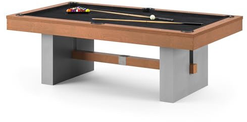 Automaten Hoffmann Bison Billardtisch Loft | Naturkautschukbanden für optimalen Rückprall | Buchenholz Finish Birkenfurnier | 81 cm hoch | Balltaschen Echtleder