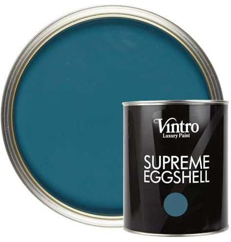 Vintro Paint | Blue Eggshell Paint | for Walls | Wood | Trim | Satin Furniture Paint | 1 Litre (French Navy - Blue)