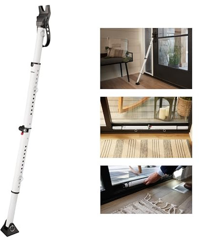 Master Lock Compact Door Stopper Folding Security Bar, Adjustable for Hinged and Sliding Doors, White