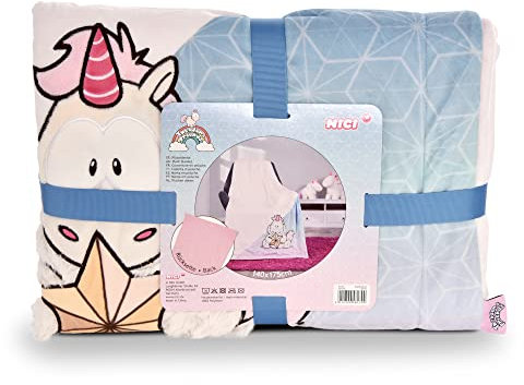 NICI Kuscheldecke Einhorn Theodor ca. 140 x 175cm – Kuscheldecke für Babys & Kinder – Flauschige Plüschdecke I Warme Decke für Mädchen & Jungen –48170