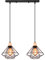 iDEGU 2 Luces Lámpara Colgante Vintage 22cm Lámpara de Techo de Madera Metal Diseño de Jaula Creativo Pantalla Negro E27 Iluminación de Interior Luz Colgante para Comedor Salón (Araña 3 Luces, Barra)