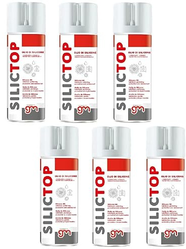 MagazziniGM SILICTOP, Olio di Silicone Spray Multifunzione, Lubrificante Tapis Roulant, Protezione Idrorepellente, Antistatico, per Meccanica e Guarnizioni, 400ml (6)