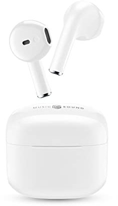 Music Sound | Swag - Kabelloses Kapsel-Headset - Wiedergabezeit bis 20 Stunden - Bluetooth - weiß