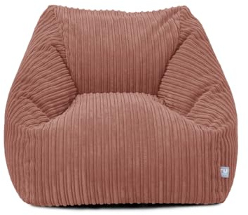 rucomfy Big Kids and Teen Ivory Corduroy Snuggle Chair, Large Machine Washable Beanbag Seat for Comfortable Lounge Room and Bedroom Furniture, 70x80x60cm - (Blush Pink, Beanbag Only)