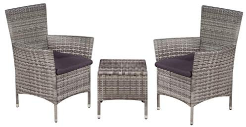 Iiaky 3-TLG. Bistro-Set Balkonset Bistrotisch Outdoor BalkonmöBel Bistro Set Outdoor Poly Rattan Grau