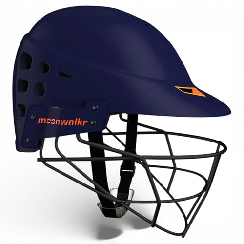 Moonwalkr Cricket Batting Helmet Mind 2.0 (Blue/Orange, Medium)