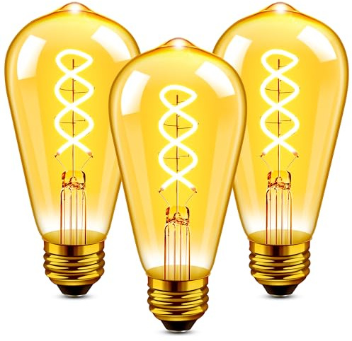 Hcnew LED Edison Vintage Glühbirne E27, Warmweiß 2700K, 3.5W Ersetzt 40W ST58 Filament Lampe Leuchtmittel, Retro Birne Deko Ideal für Haus Café Bar,Nicht Dimmbar, Braunglas, 3 Stück