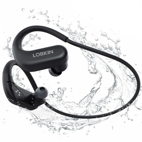 LOBKIN Kopfhörer Schwimmen, In Ear Knochenschall Kopfhörer Bluetooth 5.4,IPX8 Unterwasser wasserdichte mit 8G MP3 Player mit Ohrstöpsel für Schwimmen Laufen Radfahrer