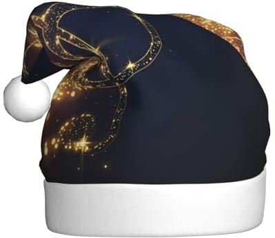 BLWSLC Goldene Musiknote mit glänzendem Stern, bedruckte Weihnachtsmütze für Erwachsene, Weihnachtsdekoration, geeignet für Bühnenaufführungen, Feiertagsfeiern