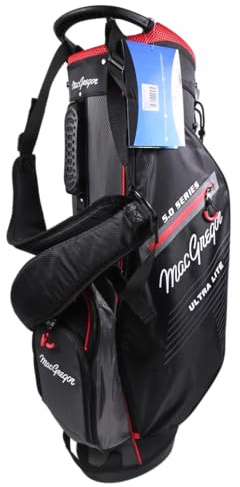Winton Ultra Light 5-Way Golf Stand Bag – Lightweight Golf Bag with 5 Dividers, 7 Zipped Pockets, Premium Storage, Durable Stand Design - Full Length Club Dividers (Black/Grey/Red)