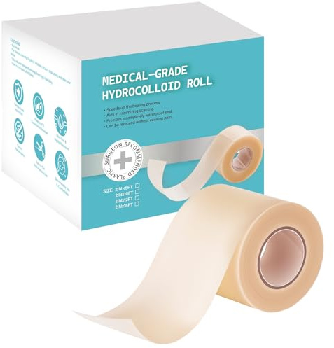 Hydrocolloid Roll 5cm*5m, Rotolo di Idrocolloide per la Cura Delle Ferite, Cerotto Idrocolloidale Impermeabile Idrocolloide Rotolo Autoadesivo Pimple Patch Roll, per Ustioni, Vesciche, Cura Dell'acne