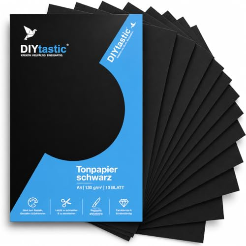 100 x ark A4 tonpapper – 220 g/m² papper – tonkartong svart pysselpapper och pysselkartong för pyssel och design – svart papper
