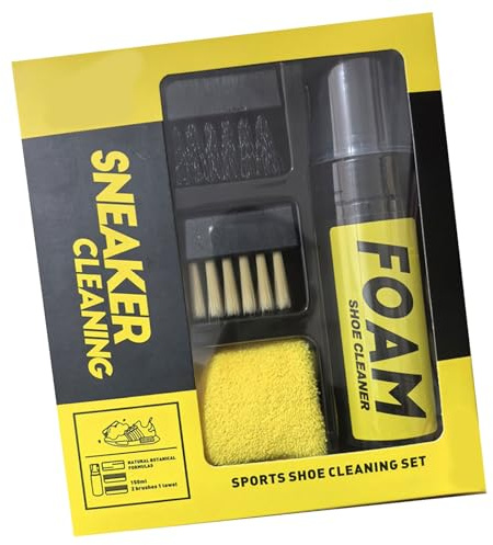 XAGMODSHN Set per la pulizia rapida delle scarpe, formule in schiuma per scarpe da ginnastica bianche, include spazzola e asciugamano in microfibra, facile applicazione, asciugamano in microfibra, A