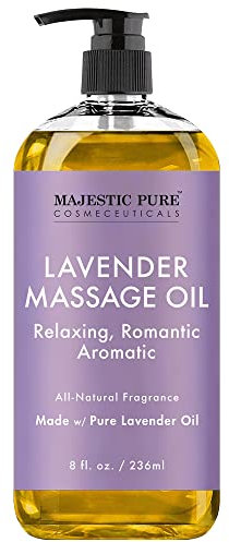 MAJESTIC PURE Lavender Essential Oil with Glass Dropper | 100% Pure and Natural Lavender Oil | Premium Grade Essential Oils for Diffusers, Skin, Aromatherapy, Massage | 4 Fl Oz