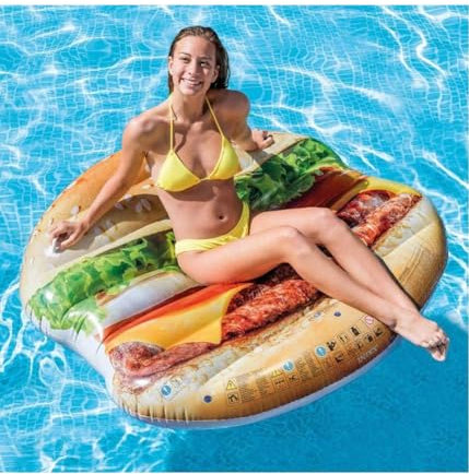 OISE ART STORE Trade Shop - Materassino Isola Gonfiabile Stampa Hamburger PVC Mare Piscina 145 X 142 Cm