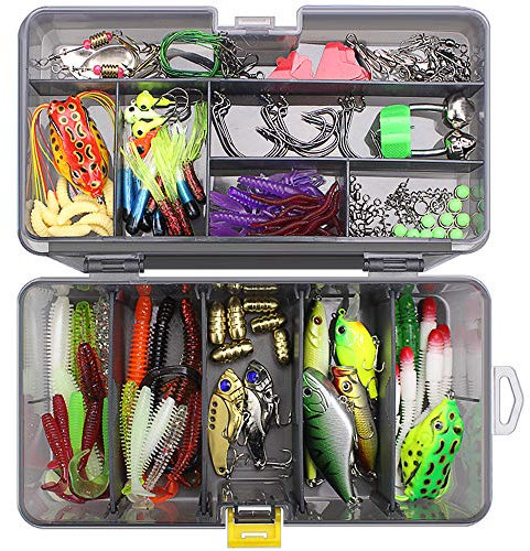 Leeko 168 Stück Angelzubehör Angelköder-Set, Spinner Angeln Set Angeln Box Kit，Kunstköder Blinker Angel-Köder für Hecht Forelle Zander Barsch