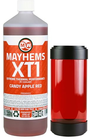Mayhems - XT1 förblandad PC kylvätska - datorvattenkylningsvätska - flytande kylning, termisk prestanda serie, UV, 1 liter, candy apple red (röd)