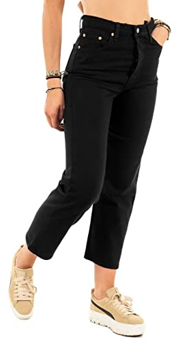 Levi's Ribcage Straight Ankle Jeans, Black Heart, 26W / 31L Donna