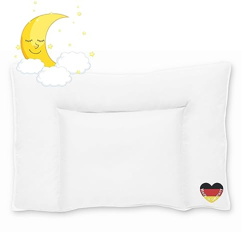 Koru Kids® Cojín Infantil de 40 x 60 cm, 100% plumón Canadiense, Lavable a 60 Grados, Certificado Oeko-Tex, Almohada Infantil, Almohada Infantil, Fabricada en Alemania, Relleno de 180 g