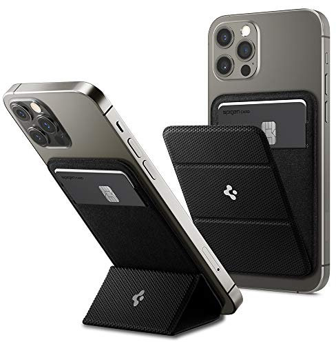 Spigen Smart Fold MagFit Magnetischer Kartenhalter mit Ständer Kompatibel mit iPhone 16/15/14/13/12 Modelle Magsafe Wallet - Schwarz