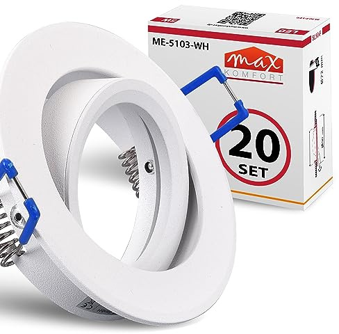 20x Einbaustrahler IP20 mit GU10 Fassung RUND weiß schwenkbar Einbauspot Einbauleuchte Rahmen Rostfrei Deckenspot Strahler Spot 5103