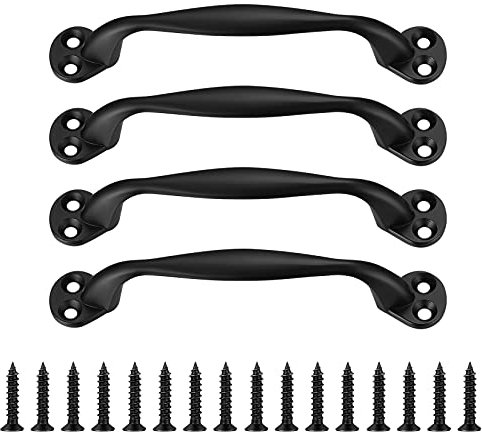 Heozhuyi Lot de 4 poignées de porte d'armoire - Poignées de meuble - Poignées en forme de fer - Pour armoires de cuisine, armoire, porte, tiroir, meubles - Avec vis - 129 mm