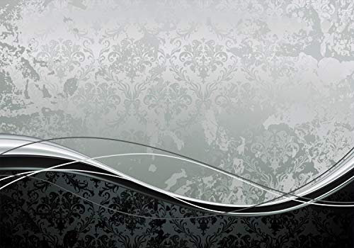 wandmotiv24 Fototapete Muster Barock Effekt, 300 x 210 cm - selbstklebende Strukturtapete, Wanddeko, Wandbild, Wandtapete, Linien, geschwungen, kontrast M0308