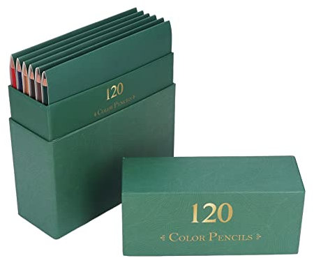 120 Buntstifte für Künstler, Glänzende Farb Wiedergabe auf Öl Basis Profession Elle Buntstifte mit Grüner Box für Erwachsene Künstler, Profis