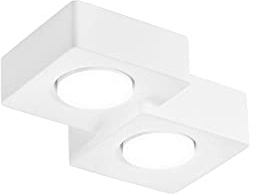 Intec Plafoniera ATHEN quadrata in gesso verniciabile con due attacchi GX53