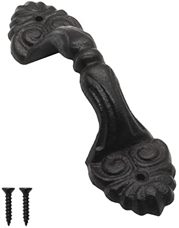 Fuxxer Massiver Rustikaler Türgriff aus Guss-Eisen, Antik-Design, 210 x 44 mm, Schwarz/braun