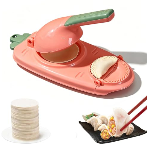 Floatdream Teigtaschenformen, 2 in 1 Dumpling Maker Machine, Teigtaschen Hautmacher, Einfach zu Verwenden für die Herstellung von Knödeln(Rosa,23cm)