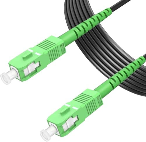 Elfcam® - 25m Cavo in Fibra Ottica da SC/APC a SC/APC Blindato in Acciaio, Adatto per Installazioni All'interno e All'esterno,Monomodale Simplex 3,0 mm Nero(25M)