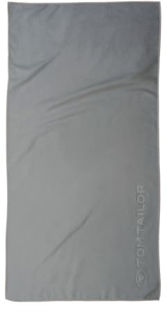 TOM TAILOR Toalla de fitness de microfibra, 50 x 100 cm, 80 % poliéster, 20 % poliamida/microfibra, con costura ribeteada y logotipo en relieve, color gris (Moody Grey)
