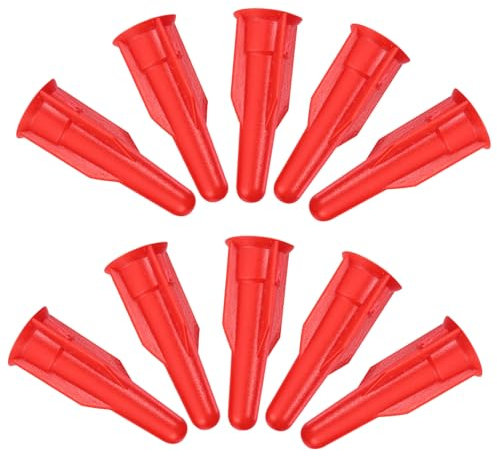 jojofuny 20 Stück Dichtungsdüsen Mit Schraubverschluss Langlebige Klebedüsen Aus Wiederverwendbarem Material Rohrdüsen Für Saubere Abdichtung Rote Kappen Für Mastix Und Dichtmasse