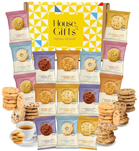 Mixed Biscuits Gift Set Hamper with Border Biscuits Contains 15 Packs of Two Biscuits (30 Single Biscuits) Luxury Individually Wrapped Biscuits Hamper. Biscuit Gift Box With 30 Biscuits