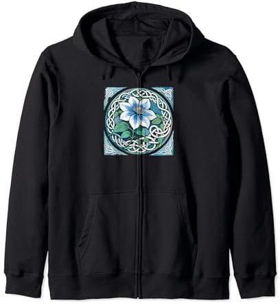 Blue Clematis Art Flower Garden Design Clematis Vine Zip Hoodie